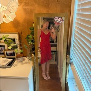 Xhilaration Vibrant Red Lace Dress